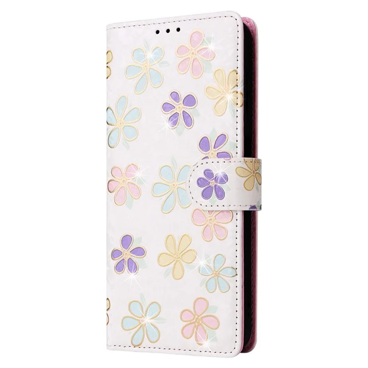 For Samsung Galaxy A55 5G Leather Case Lacquered Phone Cover with RFID Blocking Card Slots - Colorful Flower