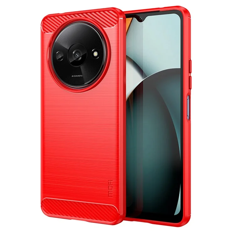 MOFI JK TPU Series-1 For Xiaomi Redmi A3 / Poco C61 4G Protective Case TPU Phone Cover Carbon Fiber Texture - Red