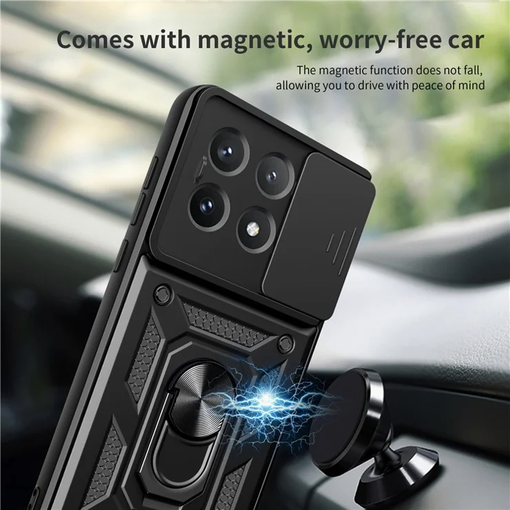 For Xiaomi Poco X6 Pro 5G / Redmi K70E 5G Case PC+TPU Anti-drop Phone Cover with Slide Lens Window - Blue