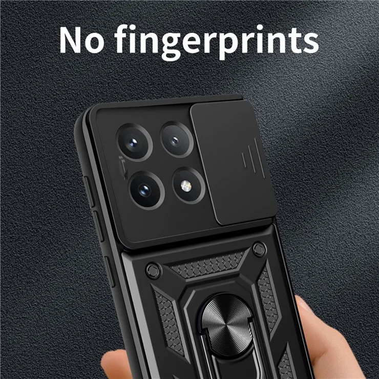 For Xiaomi Poco X6 Pro 5G / Redmi K70E 5G Case PC+TPU Anti-drop Phone Cover with Slide Lens Window - Green