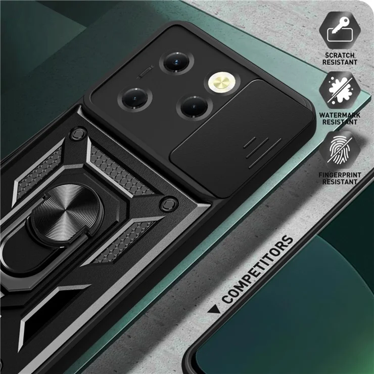 For Infinix Hot 40 / Hot 40 Pro Case Anti-Fall PC+TPU Protective Shell with Slide Lens Cover - Blue