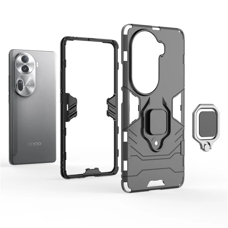 For Oppo Reno11 Pro 5G (Global) Case Ring Holder Kickstand PC+TPU Phone Cover - Red