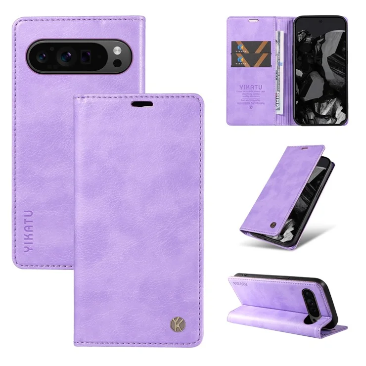 YIKATU YK-006 For Google Pixel 9 Pro XL Case Magnetic Closure Shockproof Flip Phone Cover - Purple