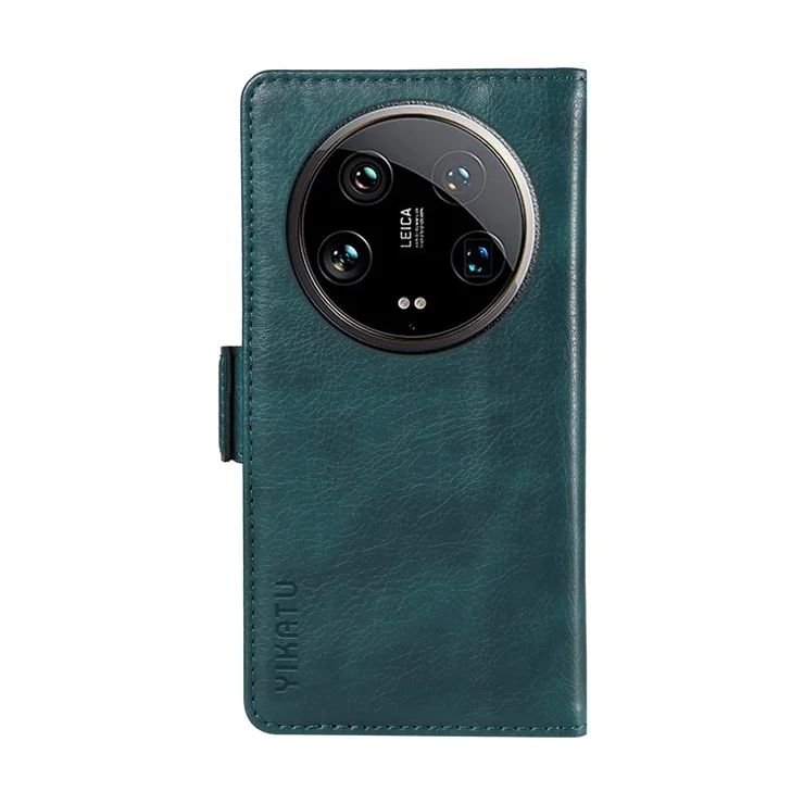 YIKATU YK-007 For Xiaomi 14 Ultra Case PU Leather Stand Folio Card Holder Phone Cover - Blue
