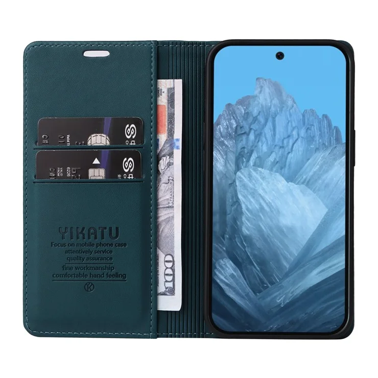 YIKATU YK-001 For Google Pixel 9 / Pixel 9 Pro Case Magnetic Closure PU Leather Phone Cover - Green