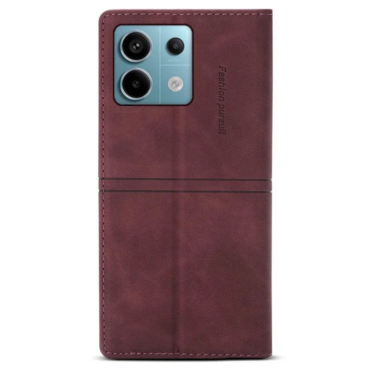 For Xiaomi Redmi Note 13 5G Case Magnetic Auto Closing PU Leather Phone Wallet Cover - Wine Red