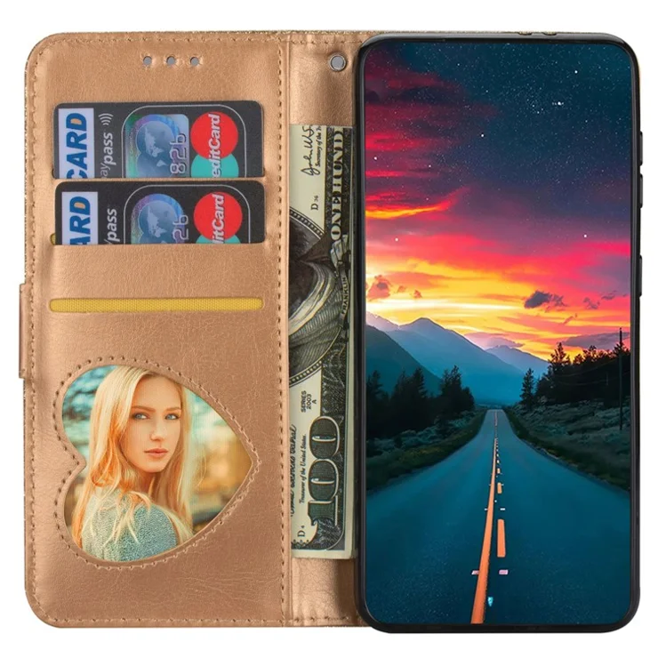 For Xiaomi Redmi Note 13 Pro 5G / Poco X6 5G Case Glitter Zipper Leather Cover with Wallet - Gold