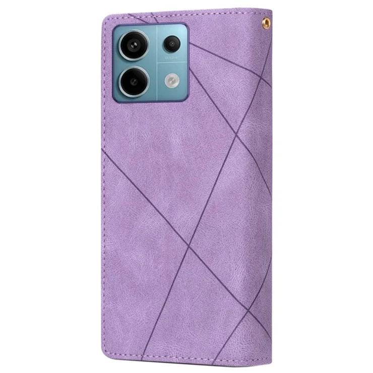 Color Splicing Case for Xiaomi Redmi Note 13 5G Phone Cover Zipper Pocket Wallet Shell - Purple