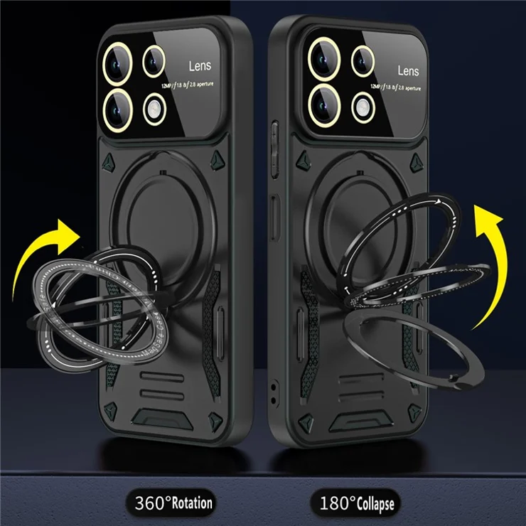 For Xiaomi Redmi Note 13 5G Magnetic Case PC+TPU Phone Back Protector - Black