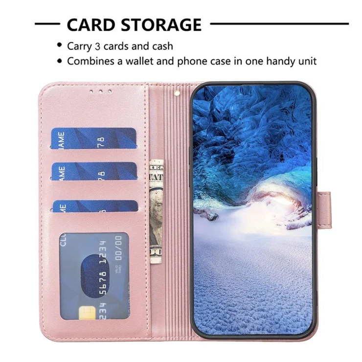 For Xiaomi Redmi A3 4G / Poco C61 4G Case Lucky Clover Leather Flip Phone Cover - Pink