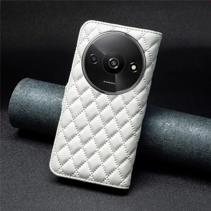 BINFEN COLOR BF Style-14 For Xiaomi Redmi A3 4G / Poco C61 4G Case TPU Inner Shell Leather Phone Cover - White