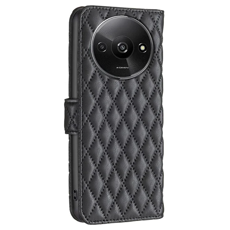 BINFEN COLOR BF Style-14 For Xiaomi Redmi A3 4G / Poco C61 4G Case TPU Inner Shell Leather Phone Cover - Black