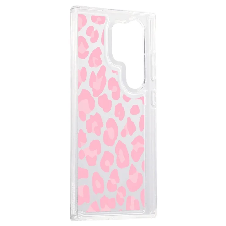 For Samsung Galaxy S23 Ultra TPU Case Pattern Design Airbag Shockproof Phone Cover - Pink Leopard