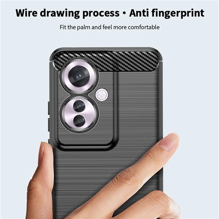 MOFI JK TPU Series-1 For Oppo Reno11 F 5G / F25 Pro 5G Case Brushed TPU Carbon Fiber Design Phone Cover - Black