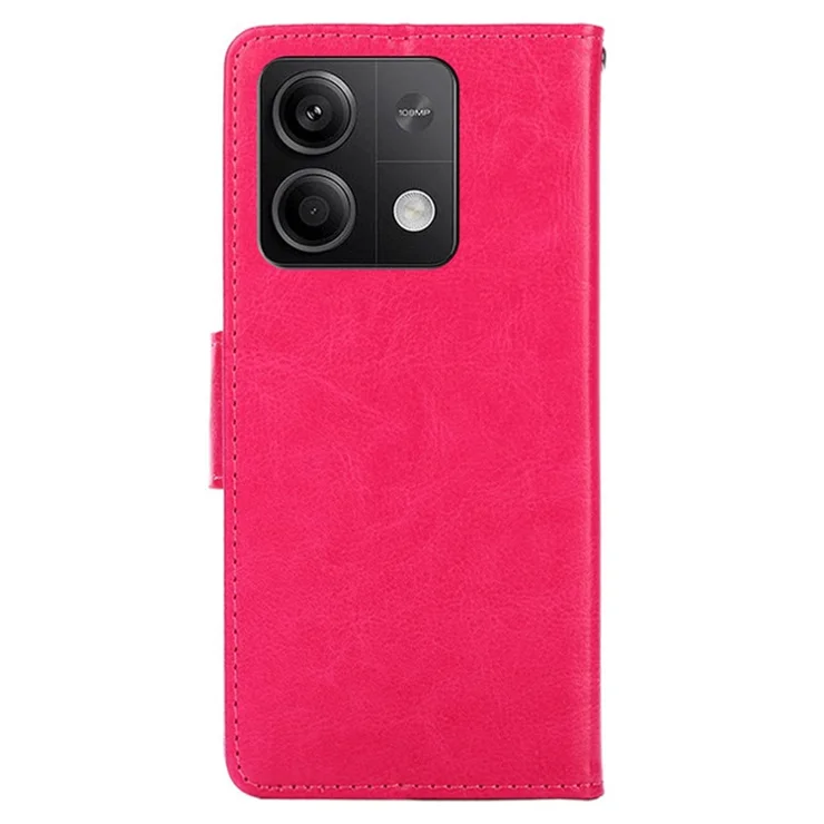 For Xiaomi Redmi Note 13 5G Case PU Leather Full-Body Shockproof Phone Cover - Rose