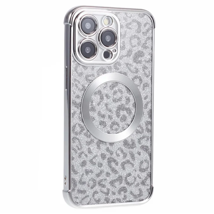HRF Series for iPhone 15 Pro Max TPU Case Compatible with MagSafe Electroplating Phone Cover - Silver