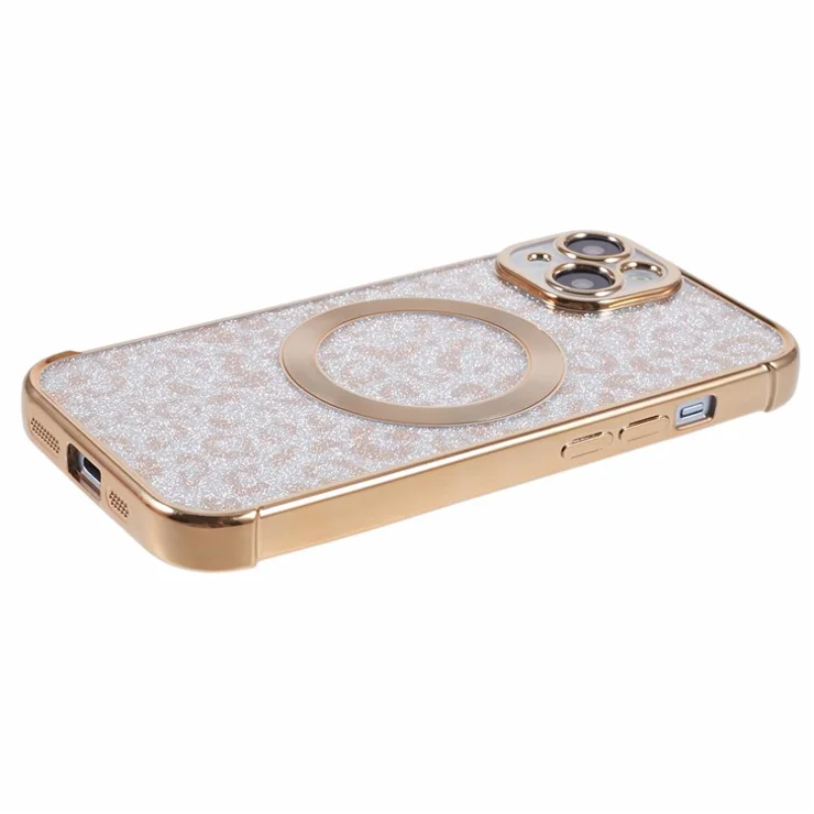 HRF Series for iPhone 14 TPU Case Leopard Electroplating Cover Compatible with MagSafe - Gold
