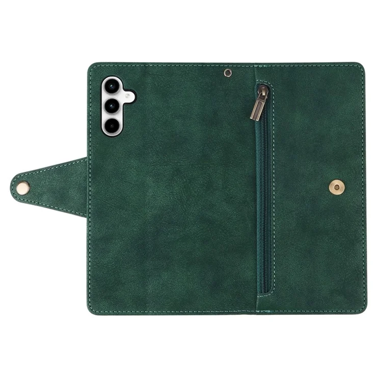 For Samsung Galaxy A35 5G Leather Case Rivet Decor Wallet Flip Phone Cover - Green