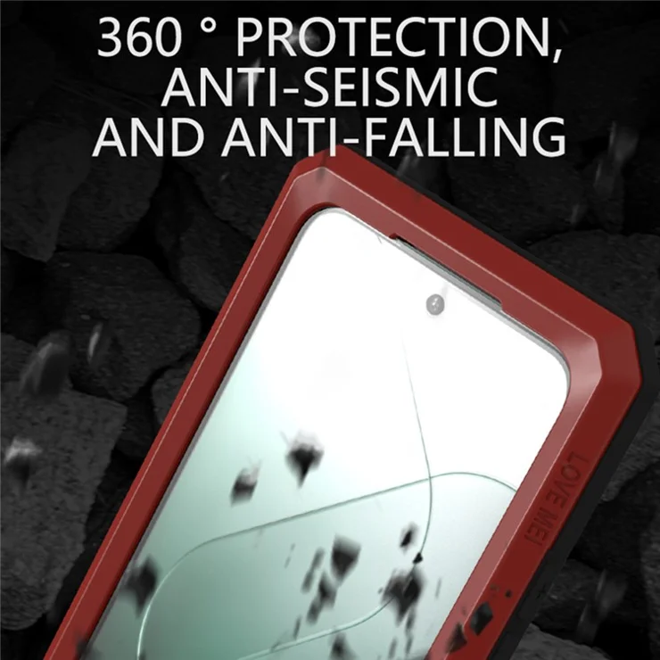 LOVE MEI For Xiaomi 14 Rugged Case Tempered Glass Film Metal+Silicone Phone Cover - White