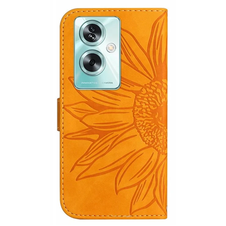 HT04 For Oppo Reno11 F 5G / F25 Pro 5G Case Sunflower Pattern Wallet Flip Leather Phone Cover - Yellow
