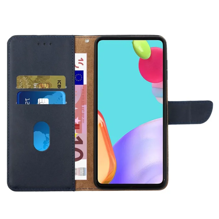 HT02 For Oppo Reno11 F 5G / F25 Pro 5G Case Genuine Cow Leather Solid Color Phone Cover - Blue