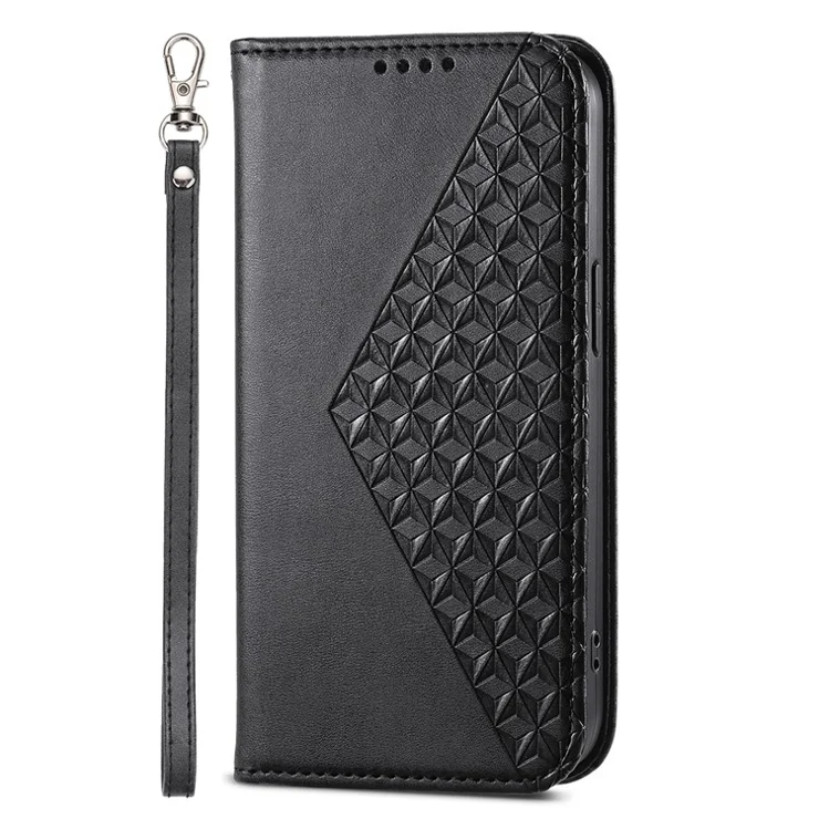 For Xiaomi Redmi K70E 5G / Poco X6 Pro 5G Imprinted Wallet Phone Stand Case PU Leather+TPU Cell Phone Cover - Black