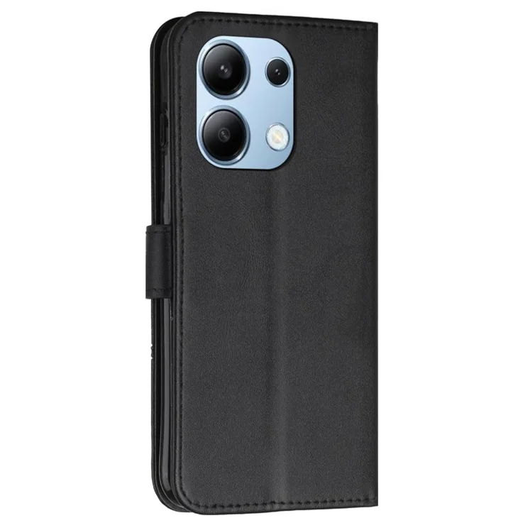 For Xiaomi Redmi Note 13 4G Case PU Leather+TPU Stand Magnetic Closure Shockproof Phone Cover - Black