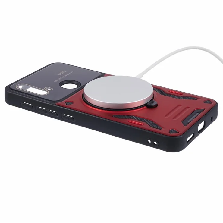 For Motorola Moto E20 Case Compatible with MagSafe PC+TPU Kickstand Phone Cases - Red