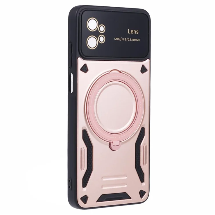 For Motorola Moto G32 4G Case Compatible with MagSafe Kickstand PC+TPU Phone Shell - Rose Gold