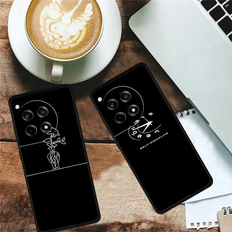 For OnePlus Ace 3 5G / 12R 5G Shockproof Case Linear Pattern Printing TPU Phone Cover - Time