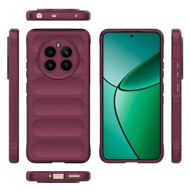 For Realme 12 4G / 12+ 5G TPU Case Anti-Slip Rugged Back Protective Cover - Wine Red