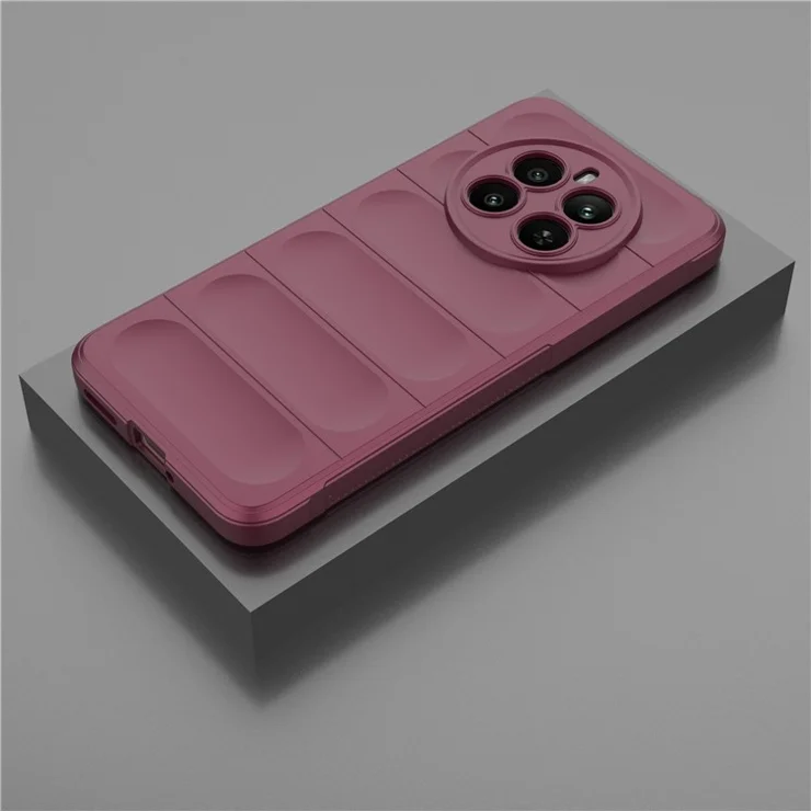 For Realme 12 4G / 12+ 5G TPU Case Anti-Slip Rugged Back Protective Cover - Wine Red
