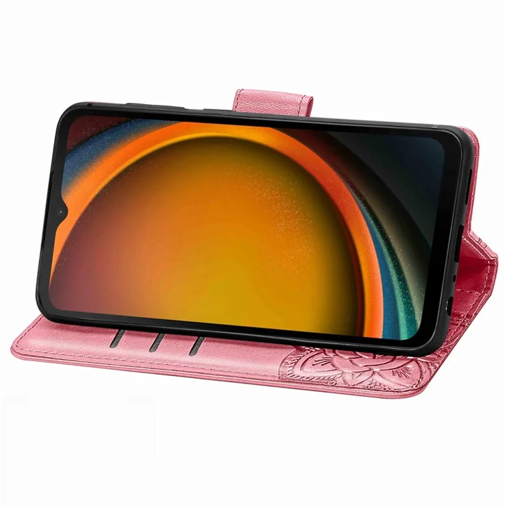 For Samsung Galaxy Xcover7 Magnetic Case Leather Butterfly Imprinted Phone Cover - Pink