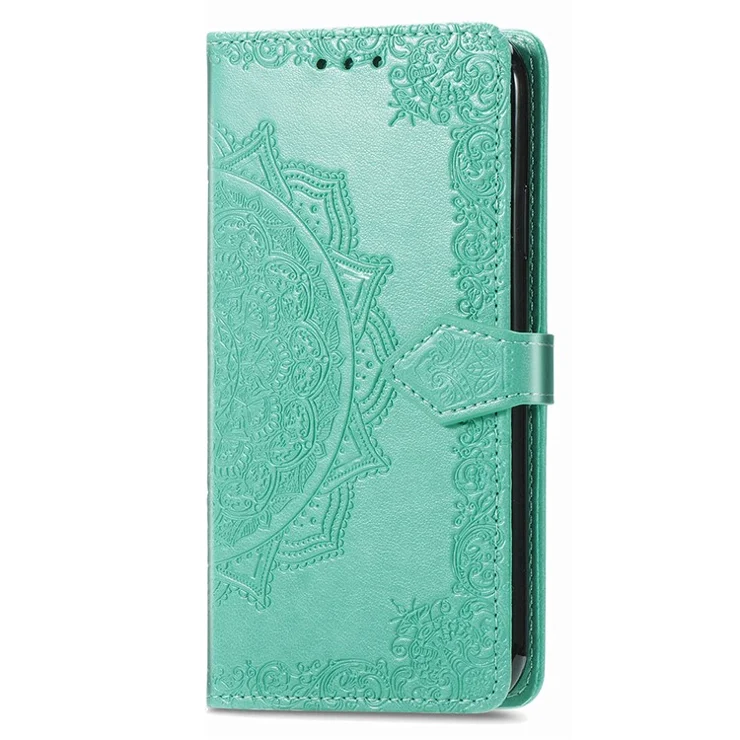 For Motorola Moto G84 5G Case Wallet Leather Phone Cover Mandala Embossment - Green