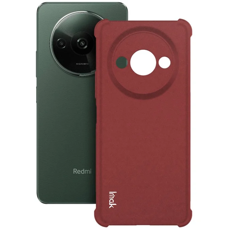 IMAK For Xiaomi Redmi A3 4G / Poco C61 4G TPU Case Matte Phone Cover Airbag Corner Protection - Red