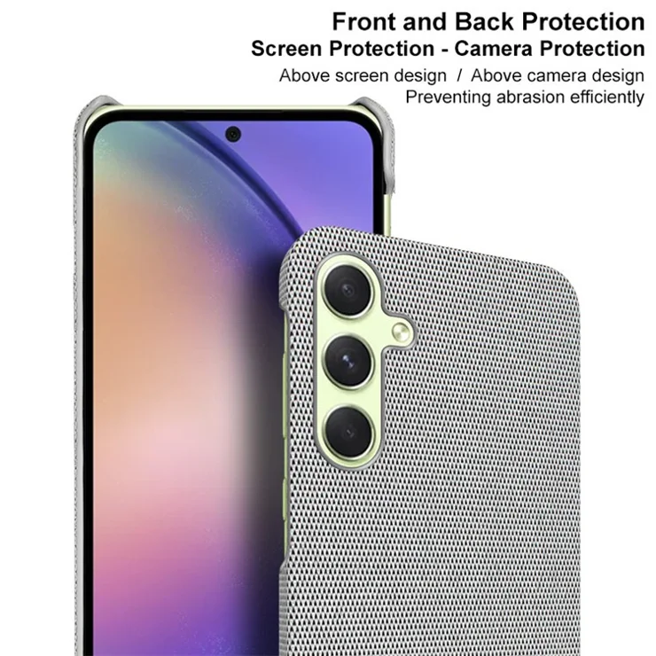 IMAK Ruiyi Series for Samsung Galaxy A35 5G Case Fabric Texture Leather+PC Phone Back Cover - Black