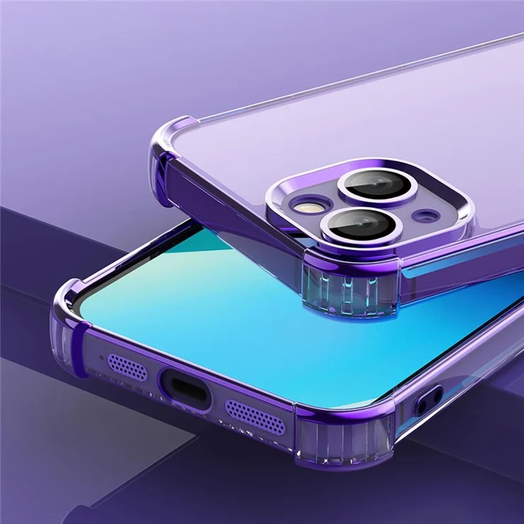 For iPhone 14 Plus Case Reinforced Corners Shockproof TPU Phone Case with PVC Lens Film - Black