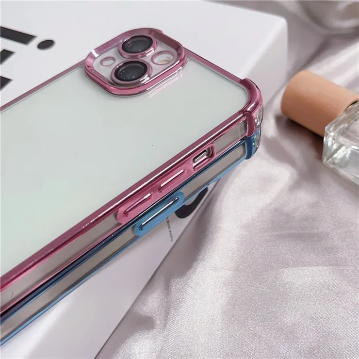 For iPhone 14 Case Corners Protection TPU Phone Cover with PVC Lens Film - Blue