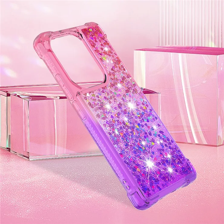 For Xiaomi Redmi Note 13 Pro 4G / Poco M6 Pro 4G TPU Case Gradient Quicksand Phone Back Cover - Pink+Purple