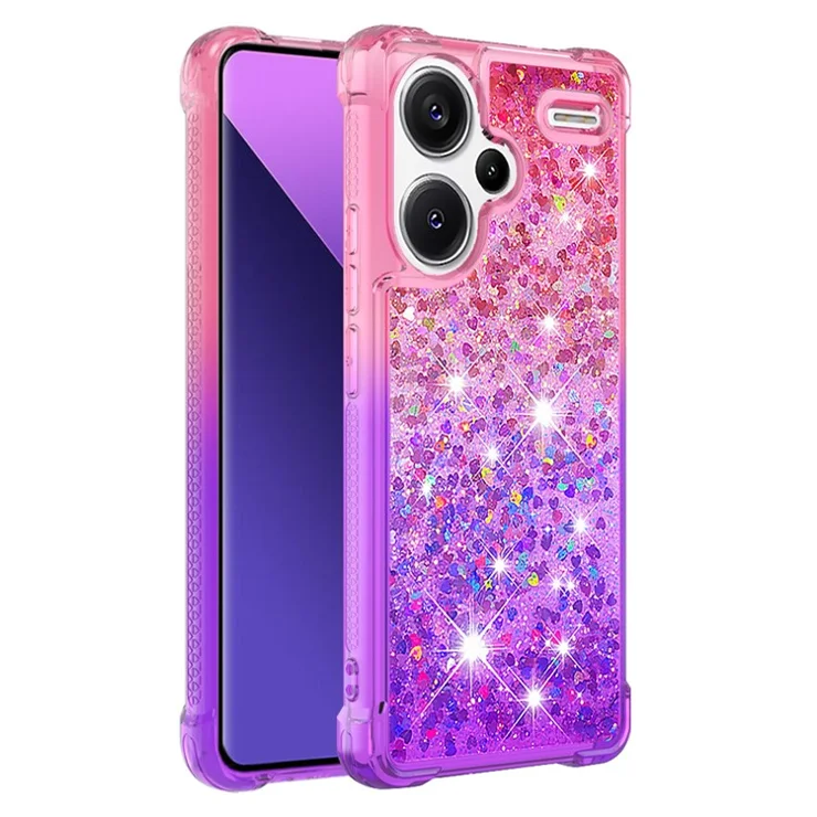 For Xiaomi Redmi Note 13 Pro+ 5G TPU Case Gradient Quicksand Phone Back Cover - Pink+Purple