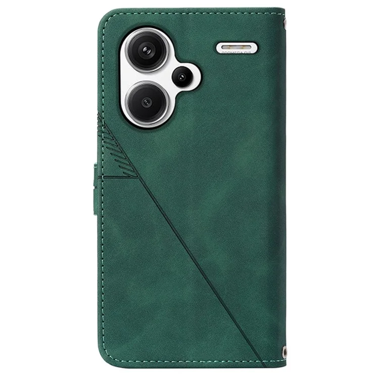 For Xiaomi Redmi Note 13 Pro+ 5G Leather Case with Hand Strap Wallet Stand Phone Cover - Blackish Green