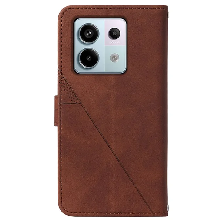 For Xiaomi Redmi Note 13 Pro 5G / Poco X6 5G Leather Case with Hand Strap Wallet Stand Phone Cover - Brown