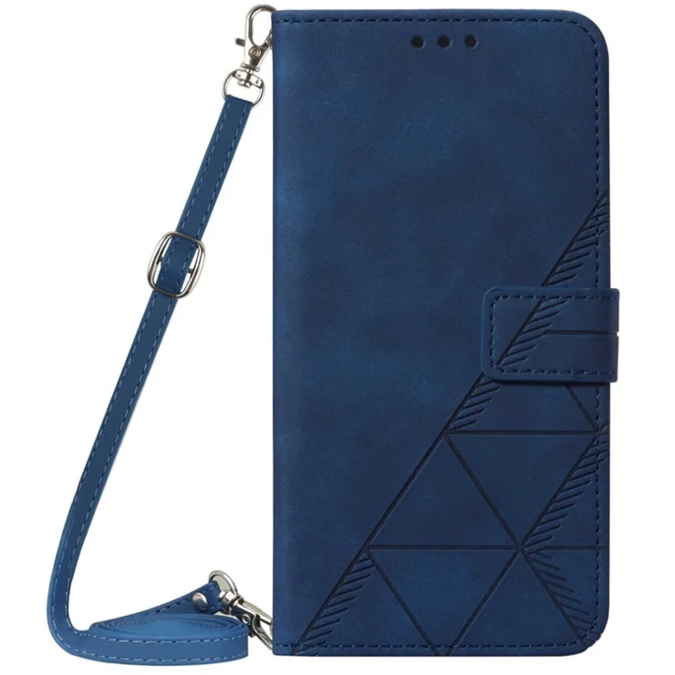 For Xiaomi Redmi Note 13 4G Leather Case with Shoulder Strap Wallet Stand Phone Cover - Sapphire