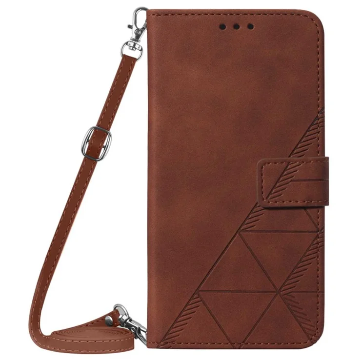 For Xiaomi Redmi Note 13 5G / Poco X6 5G Leather Case with Shoulder Strap Wallet Stand Phone Cover - Brown