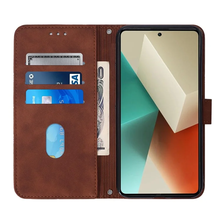 For Xiaomi Redmi Note 13 5G / Poco X6 5G Leather Case with Shoulder Strap Wallet Stand Phone Cover - Brown