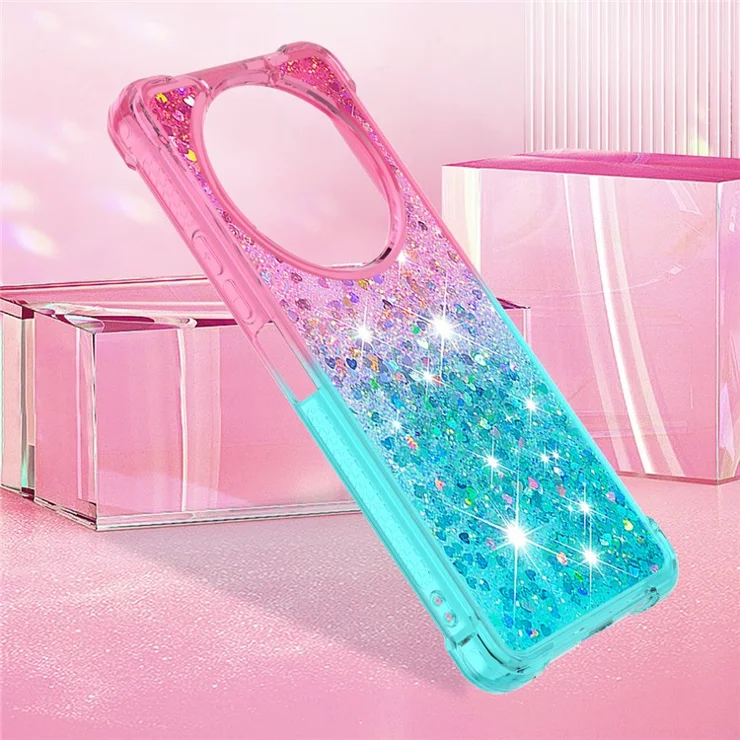 For Xiaomi Redmi A3 4G / Poco C61 4G TPU Case Gradient Quicksand Phone Back Cover - Pink+Sky Blue