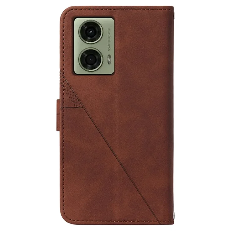 For Motorola Moto E14 4G / G04 4G / G04s 4G / G24 4G Leather Case with Hand Strap Wallet Stand Phone Cover - Brown