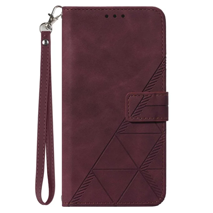 For Google Pixel 9 Pro XL Leather Case with Hand Strap Wallet Stand Phone Cover - Wine Red