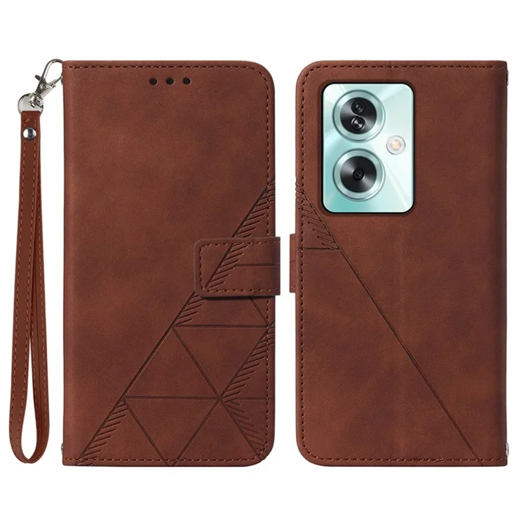 For Oppo A79 5G / A2 5G Leather Case with Hand Strap Wallet Stand Phone Cover - Brown