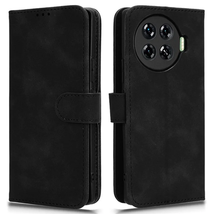 For TECNO Spark 20 Pro+ Case Flip PU Leather+TPU Drop-Resistant Phone Cover - Black